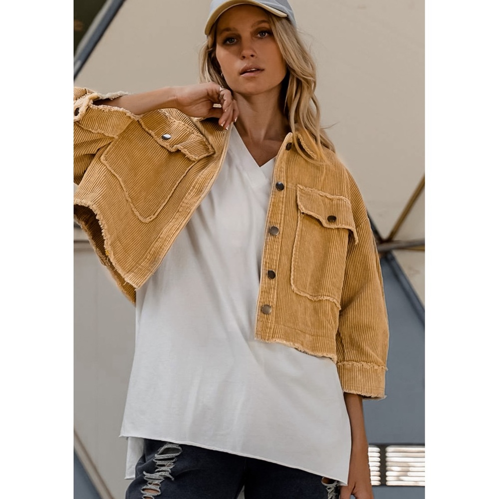 🎉HP🤍 Maisie Vintage Style Cropped Corduroy Jacket NWT - Picture 8 of 13